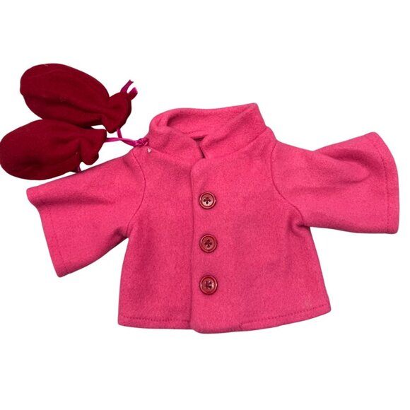 Baby Girls Pink Wool Coat With Mittens Set 0-3 months Used READ - Picture 1 of 7